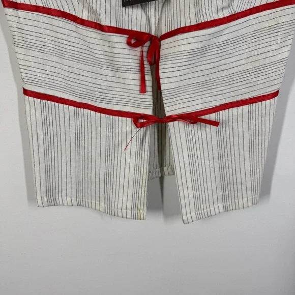 Zino Jordan White Pinstripe Linen Vest Red Tie Detail Size 48 EU Chic Top - Picture 4 of 10